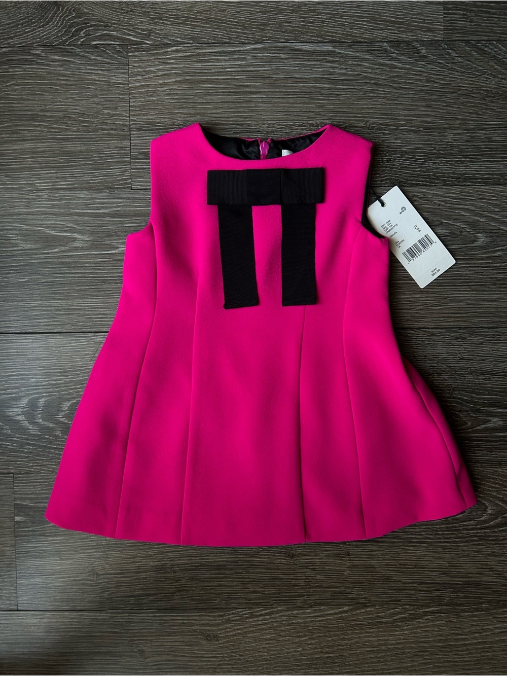 Girls' Bright Fuchsia Formal Dress with Black Bow Size 2T